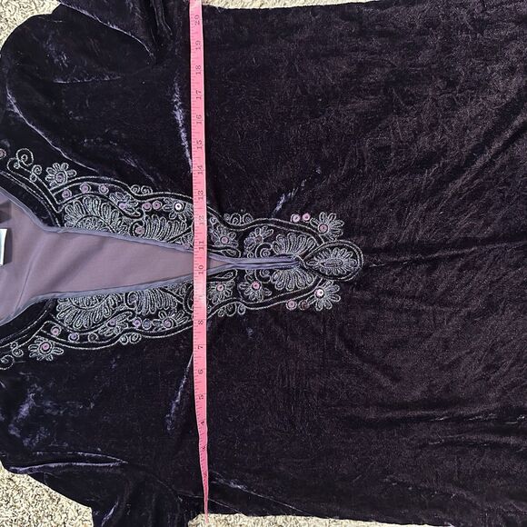 Chicos tunic Women 1 Purple Romance Velvet beaded whimsigoth Witchy Fairy Stevie - Picture 6 of 8